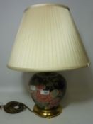 Chinese lamp base decorated with flowers (This item is PAT tested - 5 day warranty from date of
