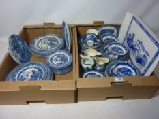 'Willow' pattern tableware in two boxes Condition Report <a href='//www.
