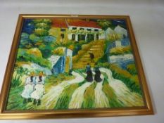 Abstract French Pastrol scene, oil on canvas signed Chaning,