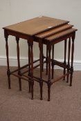 Edwardian mahogany and satinwood banded nest of three tables,