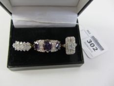 Three cubic zirconia silver-gilt dress rings Condition Report <a href='//www.