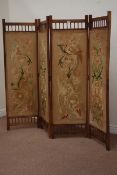 Late 19th/ early 20th century walnut four section folding screen,