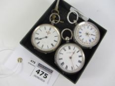 Three late 19th/early 20th century Swiss fob watches one signed Fattorini and Sons Suisse all