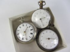 Two Georgian pair cased hallmarked silver pocket watches and one other (no case)