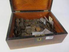 Victorian and later copper coins in rosewood box Condition Report <a