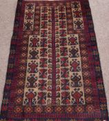 Balochi rug with Mihrab, allover dog tooth design,
