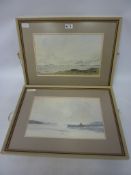 'Rum and Eigg from the North Coast of Ardnamurchan', pair Scottish watercolours signed,