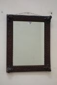 19th/20th century carved oak framed mirror,