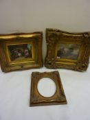 Three elaborate gilt wood frames, W 50cm, H 40cm, W 46cm, H 44cm, W 32cm,