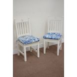 Pair white finish chairs with Spode blue and white cushions Condition Report