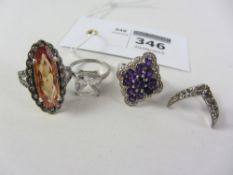 Four dress rings stamped 925 or sterling Condition Report <a href='//www.
