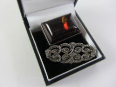 Marcasite brooch stamped silver and an amber brooch Condition Report <a