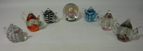 Six glass teapot paperweights and one other Condition Report <a href='//www.