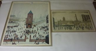 Two Lowry prints, Town Centre and another,
