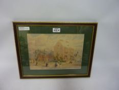 Victorian Street Scene, 19th century watercolour bearing the inscription by T.M.