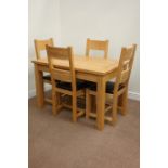 Light oak extending dining table with foldout leaf (80cm x 120cm - 170cm (open)),