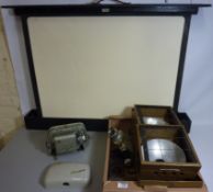 Two Major Equipment Co vintage lamps, Zeiss cine projector, Minolta cine camera,