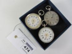 Three late 19th/early 20th century continental fob watches stamped 800,