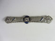 Art Deco sapphire and diamond bar brooch stamped 14k Condition Report <a