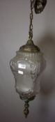 Glass and gilt metal hall lantern 74cm drop Condition Report <a href='//www.