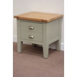 Oak top and painted bedside chest fitted with single drawer, W60cm, H60cm,