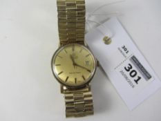 Tissot gentleman's 9ct gold presentation manual wristwatch 1972 on plated bracelet