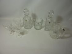 Pair of matching crystal decanters, Stuart crystal water jug,