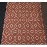 Rajasthan carpet, simple geometric design, over pink ground,