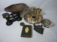 Old kitchen scales, 19th Century Scott's Poetical works,