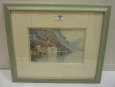 Alpine Lake scene, watercolour indistinctly titled, initialled and dated W A B 1898,