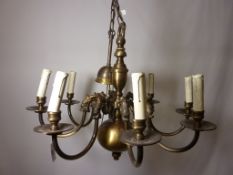 Eight branch brass chandelier H50cm excluding length of chain Condition Report