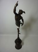 Late 19th/ early 20th Century bronze figure of the God Mercury on marble plinth,