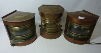 Three copper ships lamps, 'Masthead port and Starboard',