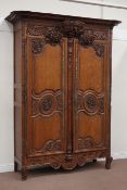 Early 19th century heavily carved oak continental Armoire,