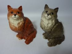 Two large Beswick grey and brown cats 1867 Condition Report <a href='//www.