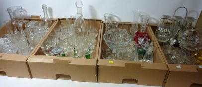 Large quantity of glassware comprising of decanters, glasses,