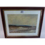 "Driving the sheep from the moor" watercolour signed by Thomas Swift Hatton (1865-1935),