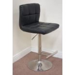 Black leather upholstered bar stool on chrome base Condition Report <a