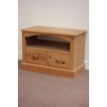 Solid pine television stand with two drawers, W82cm, H56cm,