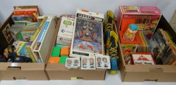 Vintage toys - board games, cased dominos, Lady Bird books, toy figures, Commodore TV Game,
