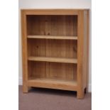 Solid oak bookcase fitted with two adjustable shelves, W90cm, H121cm,