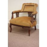 Edwardian walnut tub shaped upholstered armchair Condition Report <a