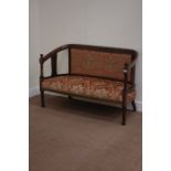 20th century stained beech framed upholstered two seat settee,