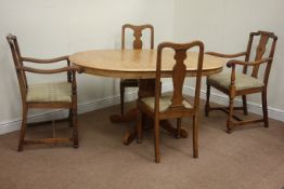 Pair early 20th century Arts & Crafts oak carver armchairs,