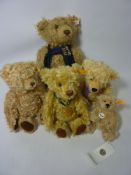 5 Steiff bears, 2001, 2002, 2003 - made exclusively for Danbury Mint,