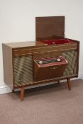 Mid 20th century teak cased radiogram fitted with Monarch turntable and G.E.