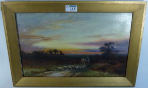 'Droving Sheep Over the Moor' oil and canvas F.