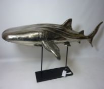 Silver finish whale shark sculpture H54cm Condition Report <a href='//www.