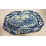 19th Century blue and white meat plate, title 'Game Keeper' W48.