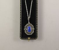 Lapis lazuli and marcasite pendant necklace stamped 925 Condition Report <a